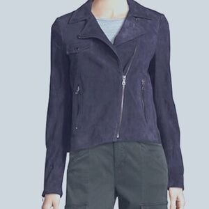 100% Suede Moto Jacket in light grey from Saks off Fifth in XS